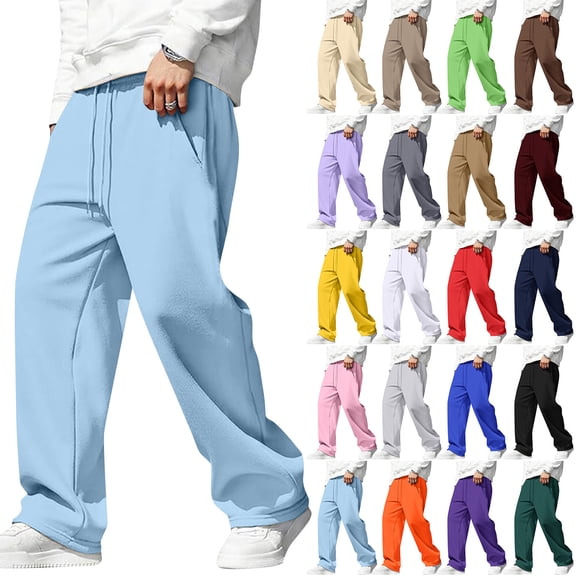 Dweltoz Baggy Sweatpants for Men Wide Leg Open Bottoms Pants with Pockets Casual Loose Fit Straight Trousers Elastic Waist Drawstring Sweatpants 2026 Fall Winter Lounge Pants,Wine M
