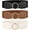 A-black+brown+beige, variant on 3 Pack Women Wide Elastic Waist Belt for Dress Ladies Stretch Belt with Gold Round Buckle