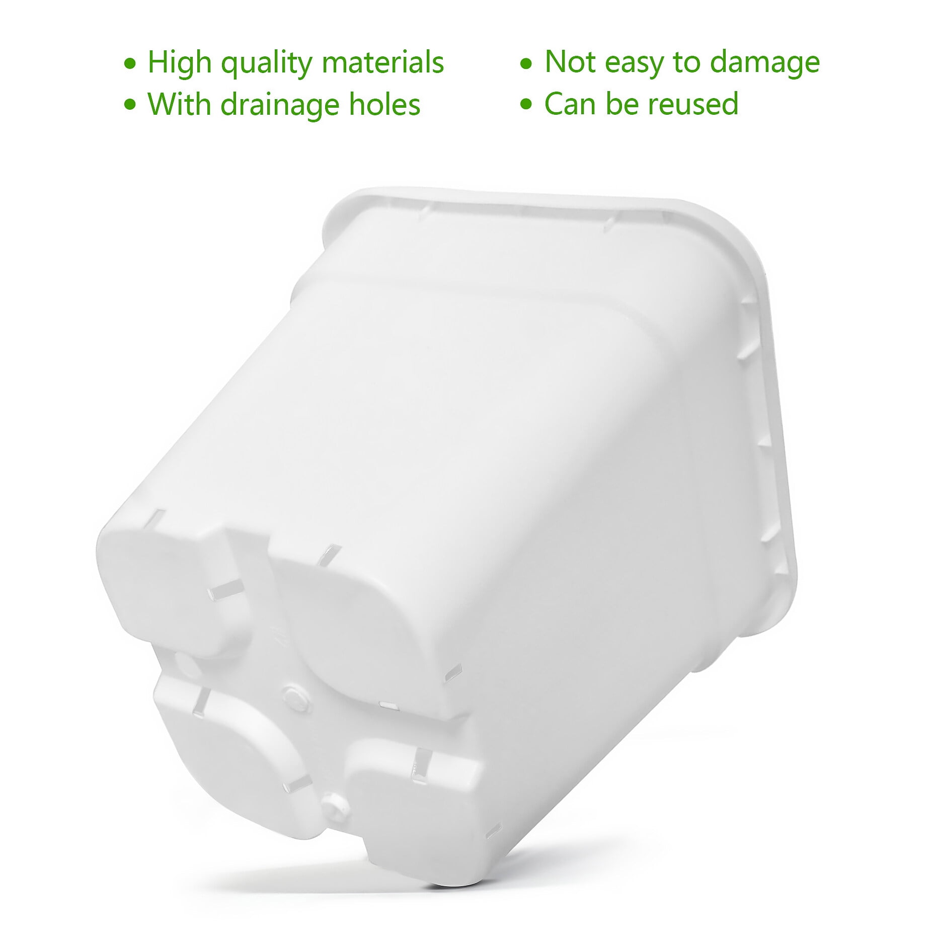 netuera 10-Pack 5 Gallon Square Planter Nursery Pots, Flower Plant Container Injection Molded Plastic Nursery Pots Gardening Pots for Indoor Outdoor Vegetables, Succulents, White