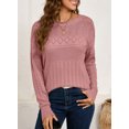 thumbnail image 6 of Eytino Women’s Sweaters Long Sleeve Crochet Sweaters Casual Lightweight Crewneck Pullover S-2XL, 6 of 11