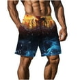 thumbnail image 6 of Men's Trendy Swim Trunks - Vibrant Flame Print & Mesh Liner | Quick-Dry Hawaiian Bathing Suit with Secure Pockets for Beach, 6 of 9