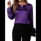 thumbnail image 1 of Camisa Informal de Satén de Larga para Mujer, Elegante Blusa de Trabajo, Atuendo Formal de Otoño para la Oficina Púrpura L, 1 of 10