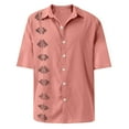 thumbnail image 4 of Lumtrix Mens Short Sleeve Cuban Camp Guayabera Shirt Linen Cotton Summer Hippie Beach Button Down Shirts Pink M, 4 of 5