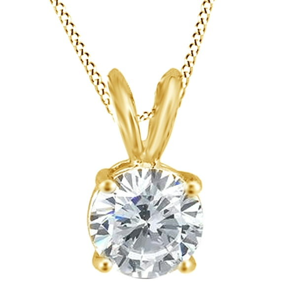 0.50 Ct Round Cut Natural Diamond Pendant Necklace In 14K Solid Yellow Gold