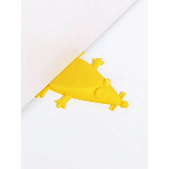 1pc Yellow Silicone Windproof And Crashproof Cute Mouse Door Block