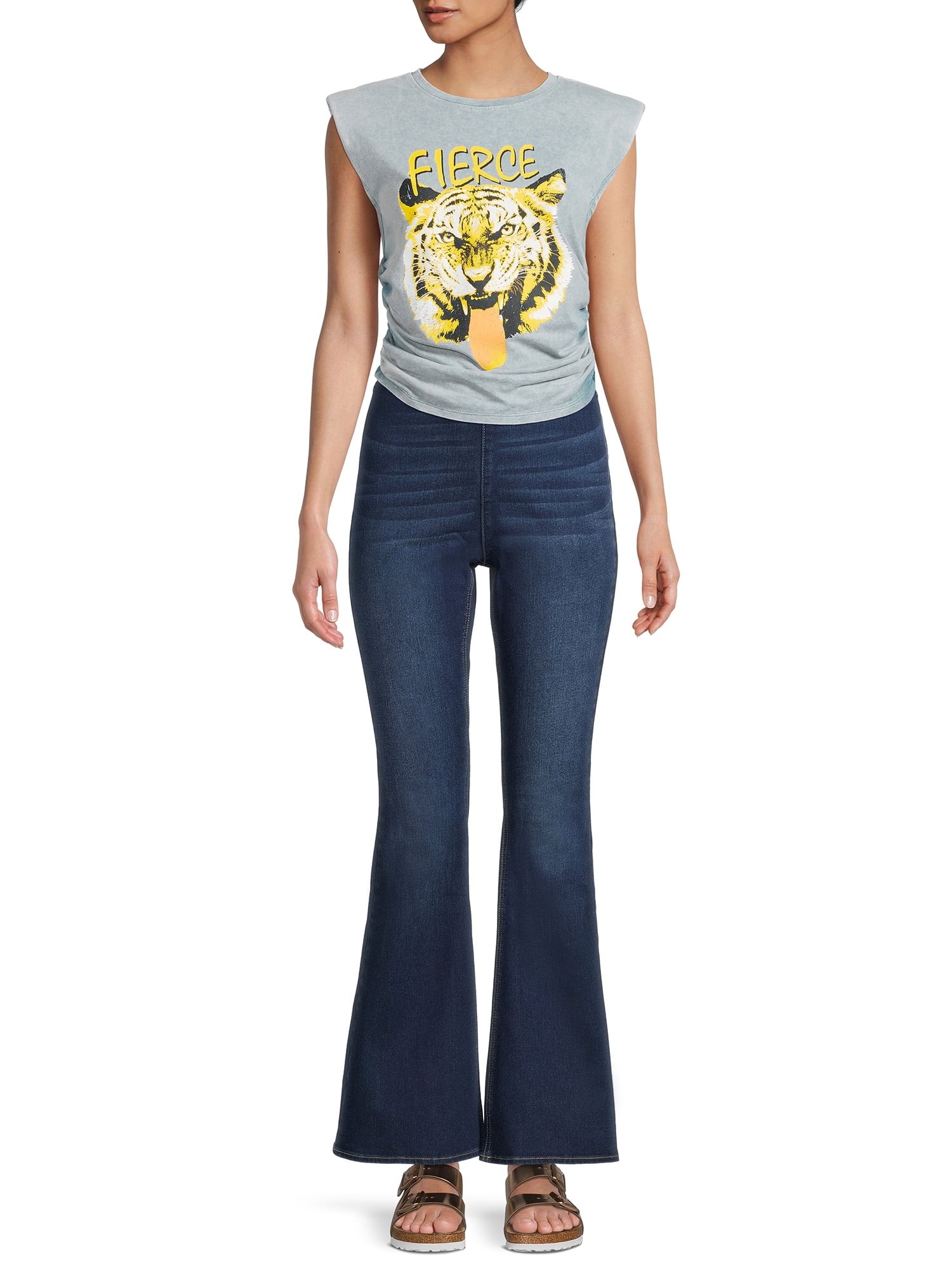 No Boundaries Juniors Pull On Flare Jeans Walmart Com