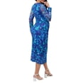 thumbnail image 3 of Vestido de maternidad de mujer INSPIRE CHIC con flores, malla, fruncido en el costado, ajustado, de manga larga, para embarazo, invitada de boda, color azul, 3 of 5
