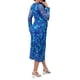 thumbnail image 3 of Vestido de maternidad floral de malla con fruncido lateral para mujer INSPIRE CHIC, vestido ajustado de manga larga para embarazo, invitada de boda 2XL azul, 3 of 5