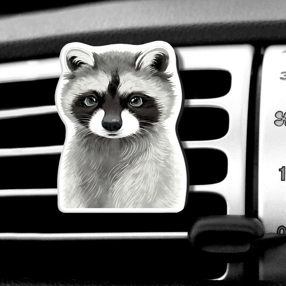 WIRESTER Car Air Freshener Fragrance Vent Clip Interior Decoration for Cars with Lemon Scented Pad - Nursery Baby Raccoon Kits