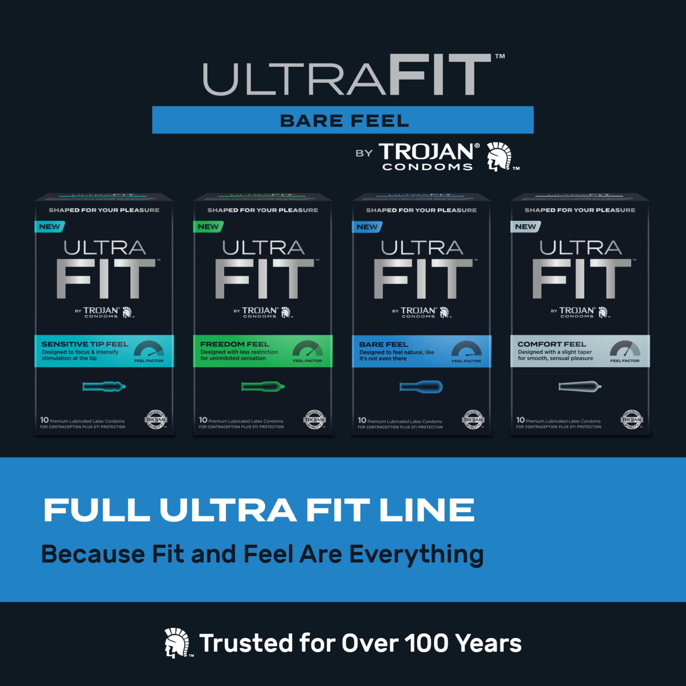 Trojan Condom Ultrafit Bare Feel 10 Ct
