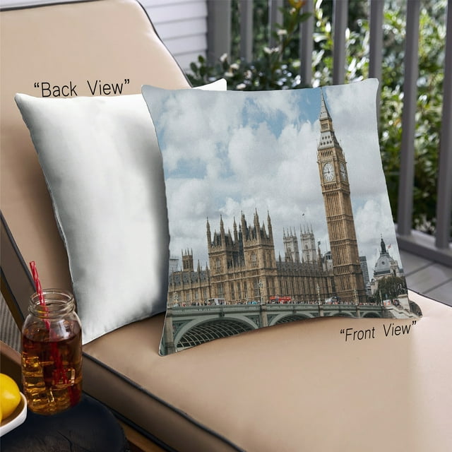 Ahgly Company Sites Big Ben Coussin Décoratif d'Extérieur, 18 Po X 18 Po