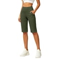 thumbnail image 3 of SOFTCCLO Running Shorts for Women High Waist Slim Yoga Shorts Solid 5 Inch with Pockets Womens Shorts Army Green L, 3 of 7