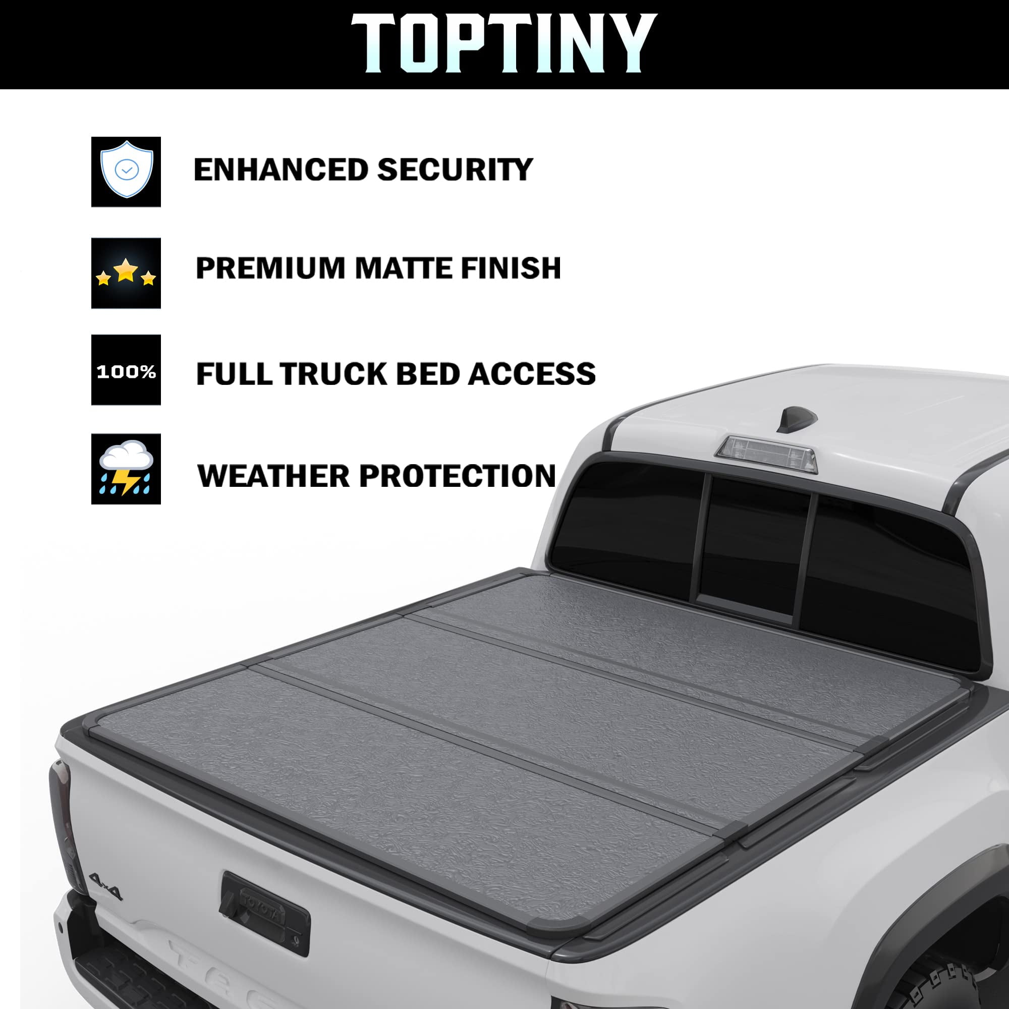 Toptiny Hard Tri-Fold Truck Bed Tonneau Cover, Fits 2005-2026 Nissan Frontier 5' Bed