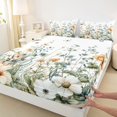 thumbnail image 3 of jejeloiu Rustic Plant Flowers Twin Sheet Sets,White Green Bedding For Girls Kids 3 Pieces, 3 of 7