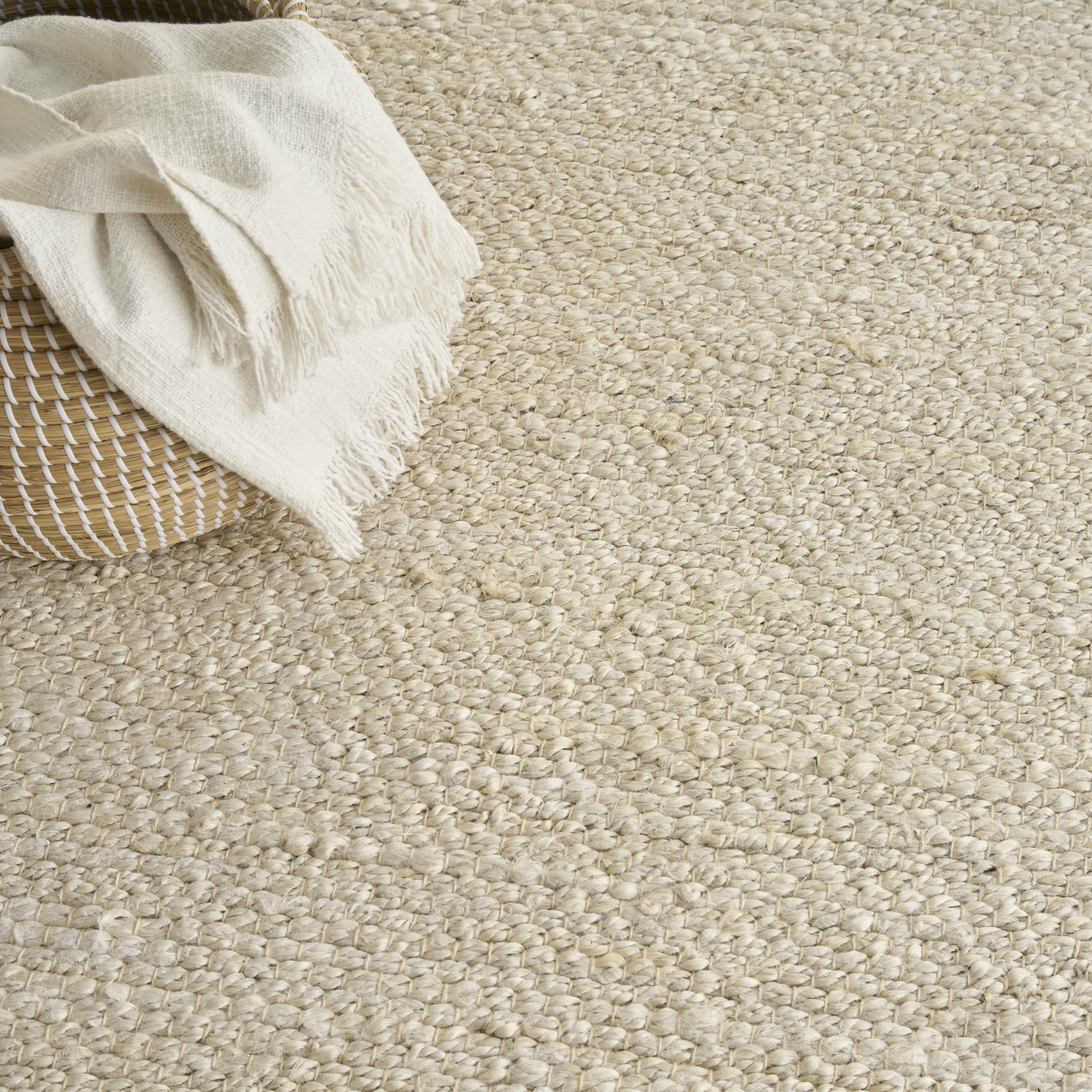 Nourison Natural Jute 5' x 7' Ivory Farmhouse Indoor Rug