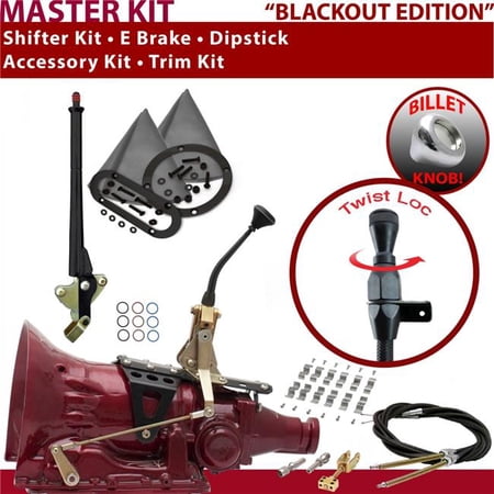 American Shifter 4L60E Shifter Kit Black 8 in. E Brake Cable Clamp Trim Kit Dipstick for ED94C