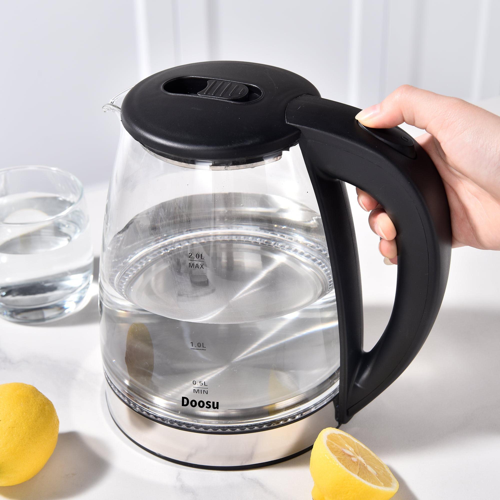 Doosu Glass Electric Kettle - 2.0L Capacity, Fast Heating, Auto Shut-Off, Easy to Clean