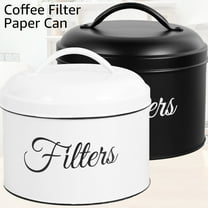 Gpoty Coffee Filter Holder,Stainless Steel Round Basket Coffee Filter Storage Container with Lid and Top Handle Vintage Coffee Filter Organizer Rustic Coffee Filter Jar Container