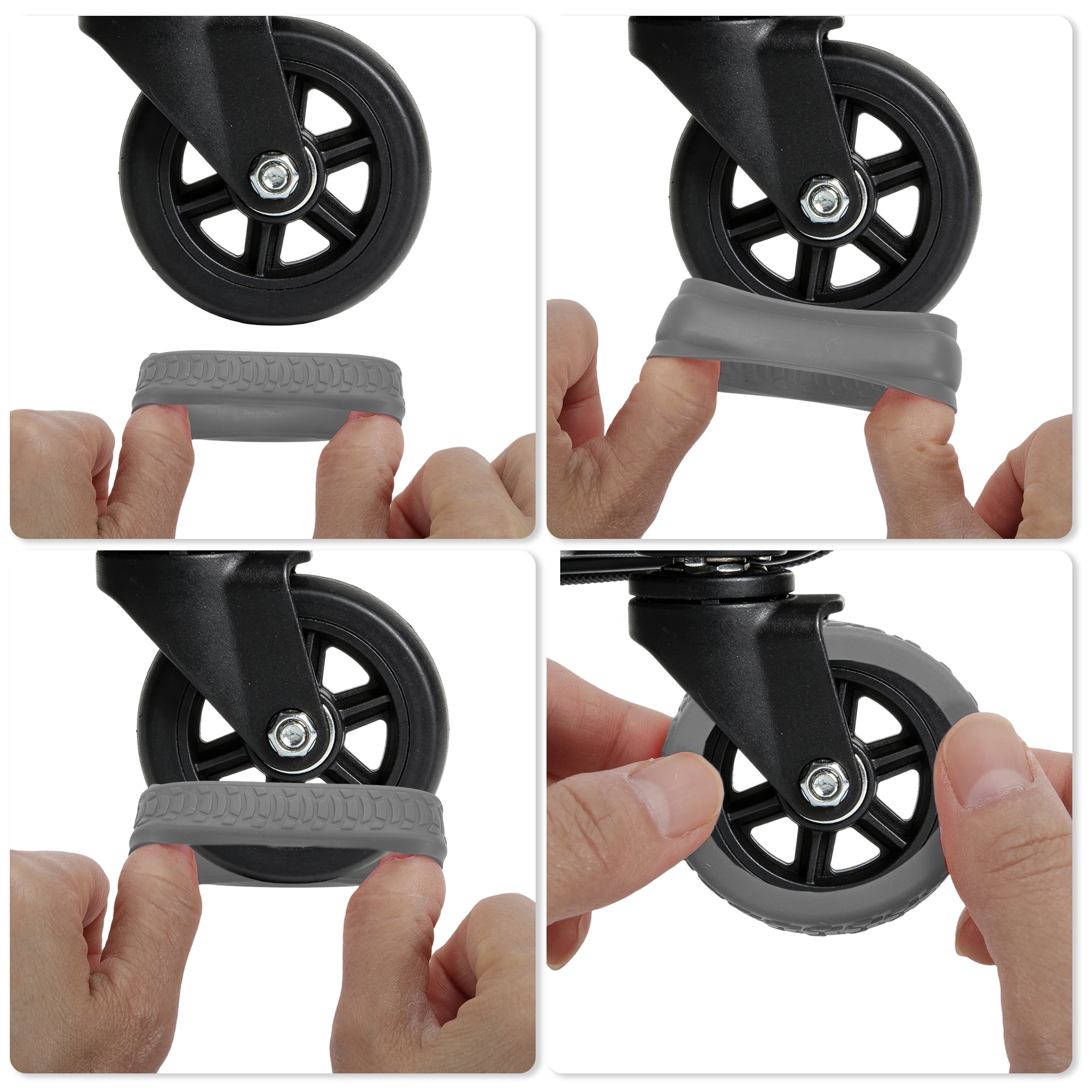 Unique Bargains Durable Convenient Luggage Wheel Covers for Travel 4Pcs Light Gray