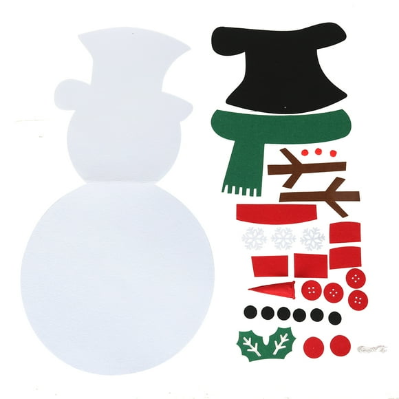 Dekaim Enfants Cadeaux Bricolage Feutre Bonhomme de Neige détachable Ornement de noël tenture Murale Jeux pour décorations de noël(Foulard Vert Rouge)