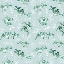 Watercolor Sea Turtles Turquoise Cotton Fabric