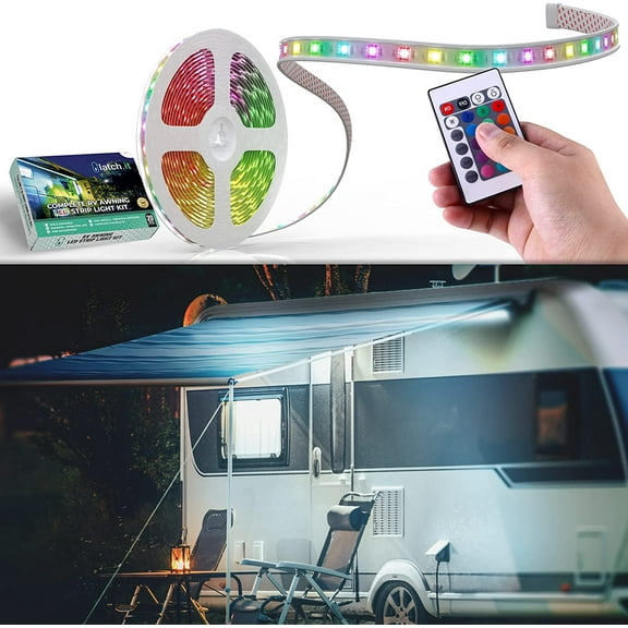 LATCH.IT 12' LED Outdoor Lights for RV Awning | DIY Kit | Multicolor