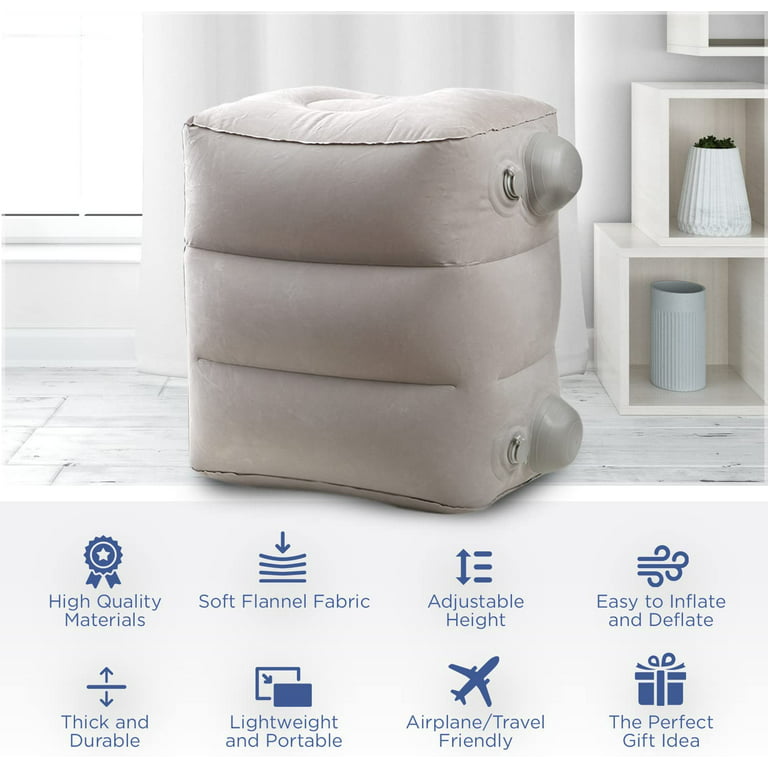 PVC Flight Sleeping Footrest Pillow Resting Pillow On Airplane Car Bus Pillow  Inflatable Travel Foot Rest Pillow Foot Pad, Foldable, Convenient, Upgrade  Your Travel Comfort, Adjustable Height, For Women, For Men, For
