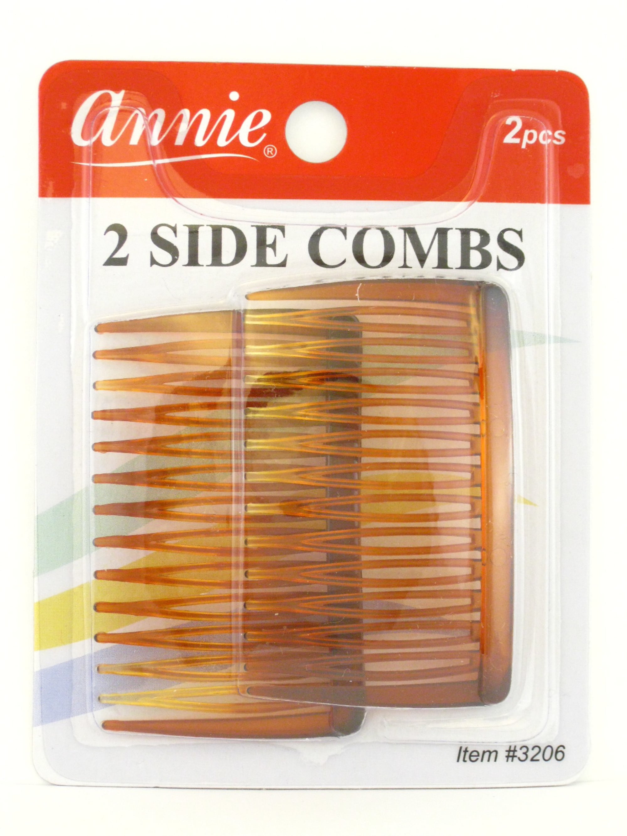 Annie Plastic Side Hair Combs Brown 2 Pcs.