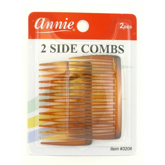 Annie Plastic Side Hair Combs - Brown - 2 Pcs.