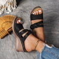 thumbnail image 3 of Rokment Womens Flower Wedges Dress Slippers Sandals 2026 Beach Summer Fashion Casual Boho Leather Platform Chunky High Heels Floral Slip on Slides for Woman Black Size 7, 3 of 6