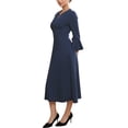 thumbnail image 4 of INSPIRE CHIC Women's Formal Dress Zipper Front Bell Sleeves Business Office Midi A-Line Dresses M Dark Blue, 4 of 4