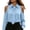 Blue, variant on Women's Solid Off the Shoulder Long Sleeve Blouse with Tie Neck Elegant Casual Shirt for Office, Date Night Parties