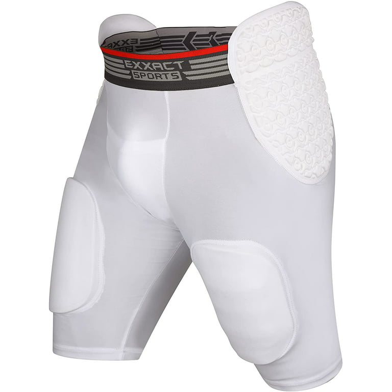 Exxact Sports 'Rebel' 5-Pad Adult Football Girdle w/Integrated Hip, Thighs  and Tailbone Pads, w/Cup Pocket