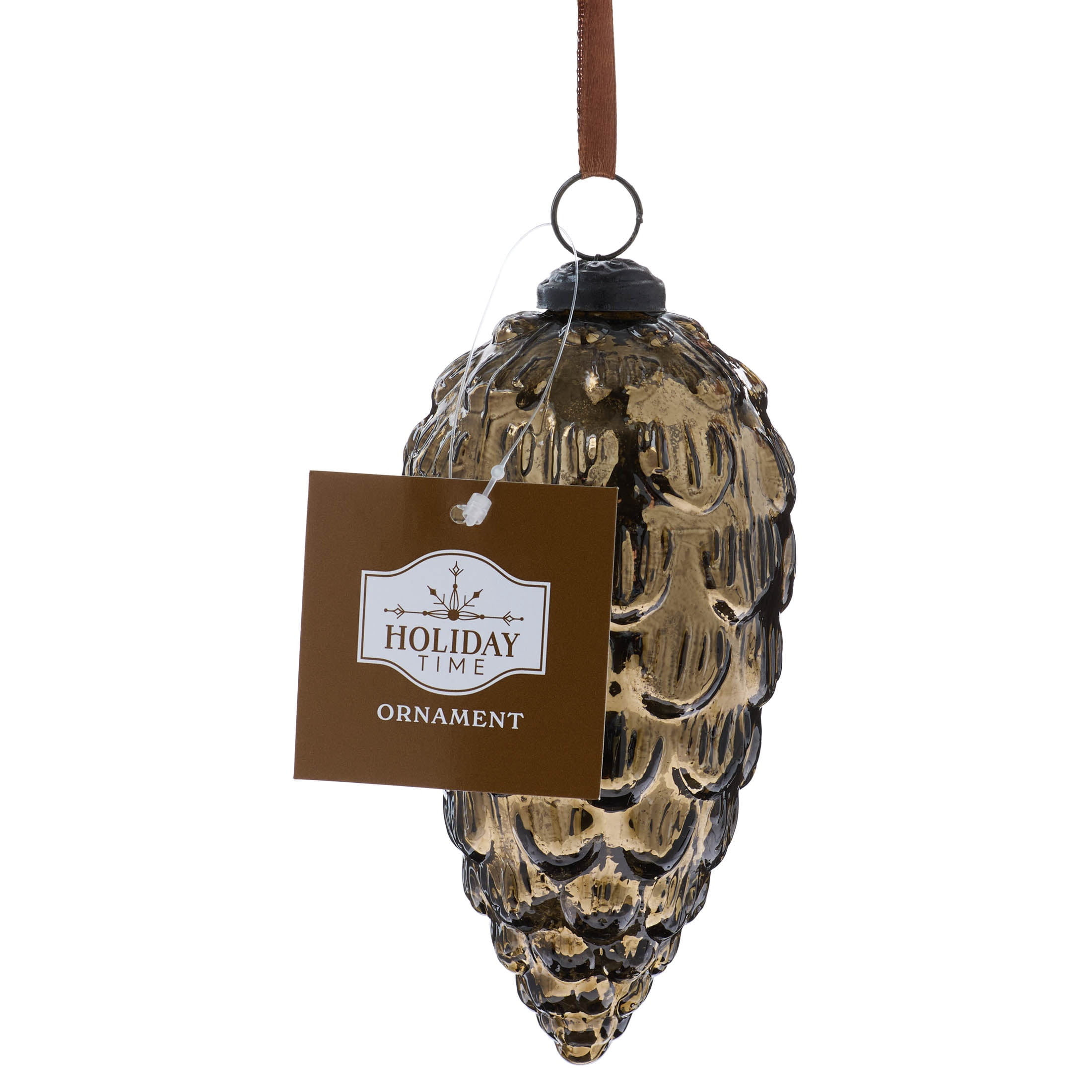 Bronze Glass Pinecone Christmas Ornament, 5", by Holiday Time