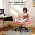 thumbnail image 4 of FLEXISPOT 26.4" x 22.4" Wide Armless Desk Chair, 4.7'' Thick Crisscross Vanity Chair, Leather Seat, Pink, 4 of 7
