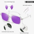thumbnail image 4 of Sunier Purple Retro Pilot Sunglasses for Women Gilrs Men Double-Bridge Vintage 70s Trendy Fashion Square Sun Glasses, 4 of 8