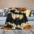 thumbnail image 2 of Orinice Bat &amp; Pumpkin Blanket | Soft Warm Fuzzy Lightweight Throw Blanket Perfect for Couch, Bed, Decor, Travel &amp; Outdoor Use, Cozy Blankets for Adults Kids Women Girls  50x60in, 2 of 6