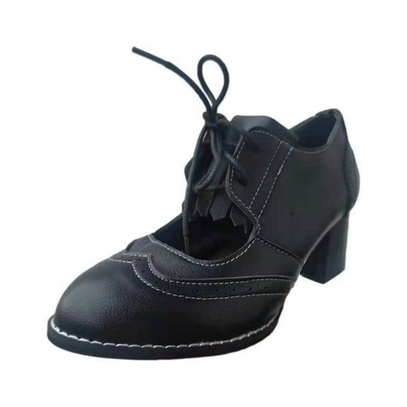 Fesfesfes Brown Sandals Women Strappy Sandals Women's Shoes Fashion British Style Solid Color Retro Middle Heel Lacing Non-slip Sandals 7(39)