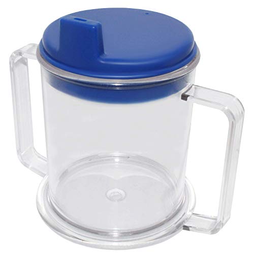 Two Handles and Durable Clear Cup Spouted Blue Lid