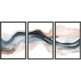 thumbnail image 4 of PixonSign Framed Wall Art Set Pastel Watercolor Blue Brown Ink Wave Smoke Landscape Abstract Canvas Print Nature Wilderness Modern Art Decor Scenic Relax/Calm for Bedroom - 24"x36"x3 Panels Black, 4 of 5