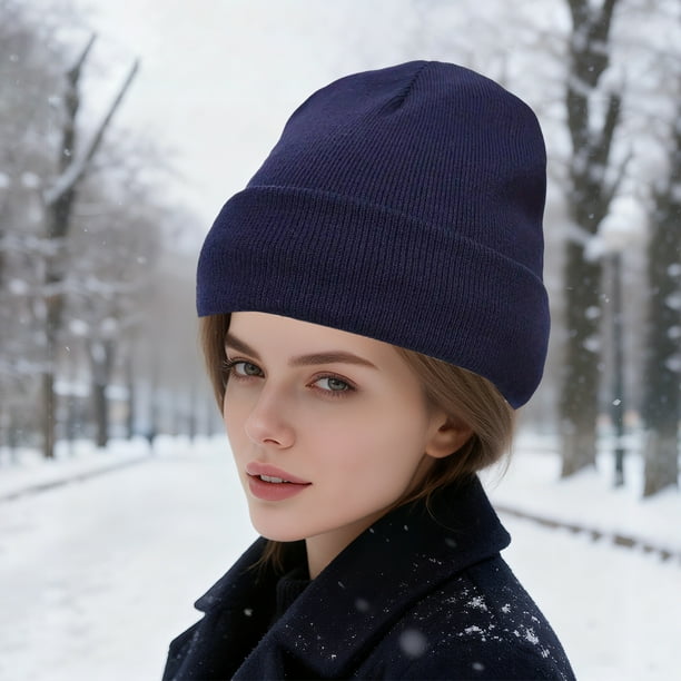 Sombrero de Lana de Poliéster Gorro de Tejido Cálido Del Pelo Protector de las Mujeres