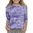 thumbnail image 2 of Frwgonr Girls' Basic 3/4 Sleeve Layering Tee Purple Kids Crewneck Tops Fashion Tees Size 3T-12, 2 of 5