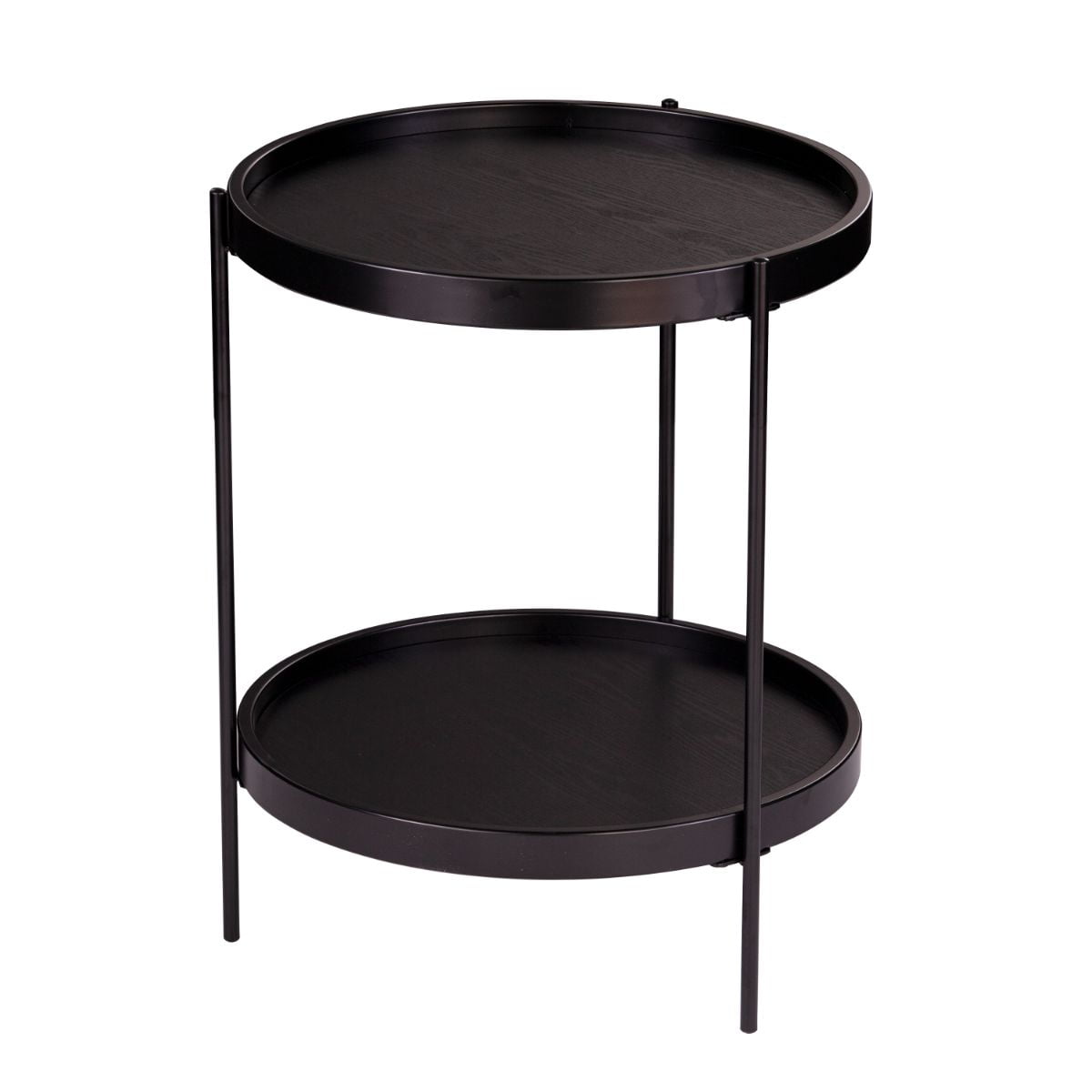 Southern Enterprises 24" Black Farmhouse Style 2Tier Round End Table