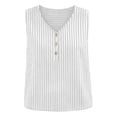thumbnail image 6 of Hfnxid Womens Tank Top Striped Sleeveless Satin Tops Button Up V Neck Shirt Fashion Slim Work Business Shirts White XXL, 6 of 7
