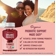 Organic Probiotic Gummies for Adults | 5 Billion CFU for Digestive Health & Immune Support | 60 Ct