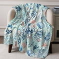 thumbnail image 6 of Blue Coastal Nautical Ocean Throw Blankets, Seashell Starfish Seagrass Soft Fleece Blanket Decorative for Home Sofa Couch Chair Living Bedroom, 30x40 Inches,, 6 of 8