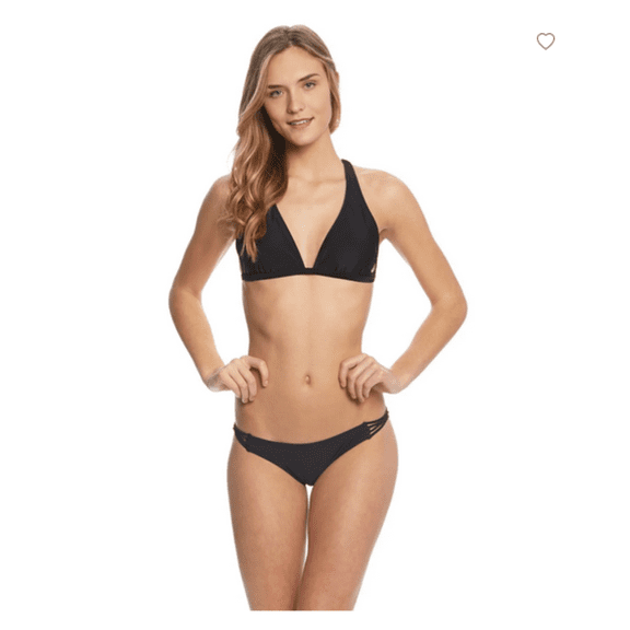 Volcom womens Tiny coverage fit Pul On Simply Solid Bikini Bottom Swimsuit L/BLACK