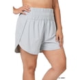 thumbnail image 2 of Zenana Plus Size Casual Windbreaker Smocked Waistband Running Active Gym Shorts w/Built-In Inner Brief, 2 of 5