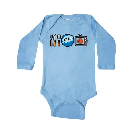 

Inktastic Eat Sleep Watch Basketball Gift Baby Boy Long Sleeve Bodysuit