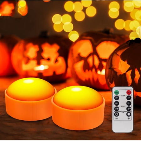 2-piece pumpkin shaped Halloween LED light with remote control, battery ...